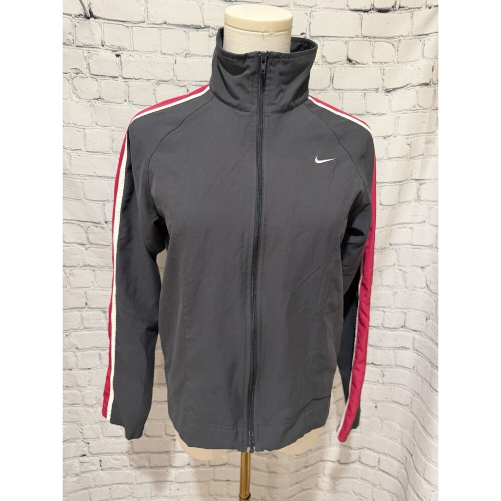 Nike full zip Gray track jacket accented with distinctive Stripe XS